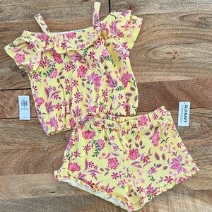 Old Navy Yellow and Pink Floral Tank Short Set Size 2T NWT